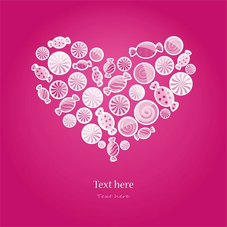 simsearch:400-04631033,k - magenta pattern with sweet candy. Vector illustration in heart shape on dark background. Foto de stock - Super Valor sin royalties y Suscripción, Código: 400-06066839