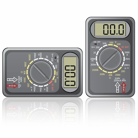 Digital multimeter. Vector illustration. Isolated on white background. Stock Photo - Budget Royalty-Free & Subscription, Code: 400-06067000