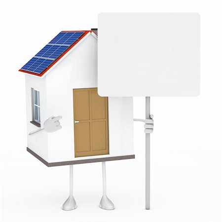 proteger - solar house figure stand and hold billboard Stock Photo - Budget Royalty-Free & Subscription, Code: 400-06067137