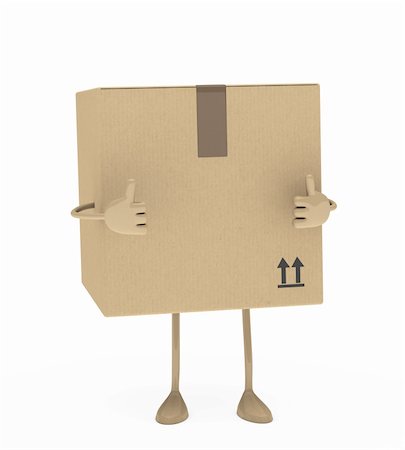 recycled cardboard person - package figur shows top on white floor Stock Photo - Budget Royalty-Free & Subscription, Code: 400-06067130