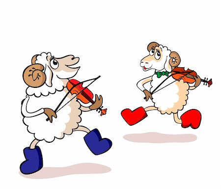 Two cheerful lambs play violins Photographie de stock - Aubaine LD & Abonnement, Code: 400-06067441