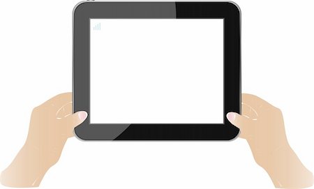 simsearch:400-04907702,k - Hands holding touch screen tablet pc with blanc screen. vector Stock Photo - Budget Royalty-Free & Subscription, Code: 400-06067519