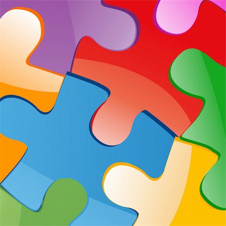 Vector illustration of puzzle pieces Stock Photo - Budget Royalty-Free & Subscription, Code: 400-06067535