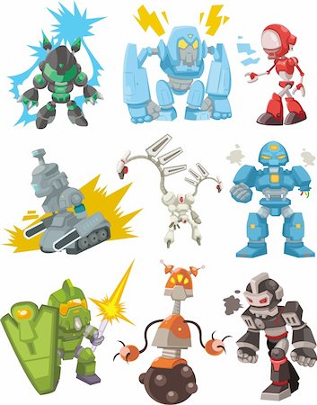 robotic arm - cartoon robots Stock Photo - Budget Royalty-Free & Subscription, Code: 400-06067783