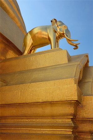 Golden elephant on pagoda, Bangkok, Thailand Stock Photo - Budget Royalty-Free & Subscription, Code: 400-06068058