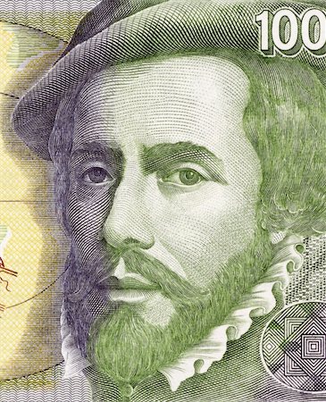 Hernan Cortes (1485-1547) on 1000 Pesetas 1992 Banknote From Spain. Spanish Conquistador who led an expedition that caused the fall of the Aztec Empire. Photographie de stock - Aubaine LD & Abonnement, Code: 400-06068343