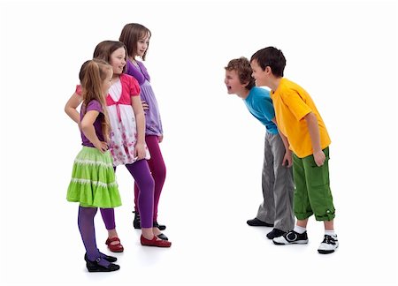 Group of boys and girls confronting - gender interactions in childhood Stock Photo - Budget Royalty-Free & Subscription, Code: 400-06068519