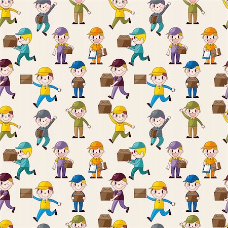 Express delivery people seamless pattern Stock Photo - Budget Royalty-Free & Subscription, Code: 400-06068556