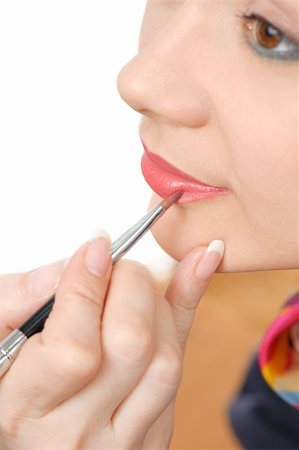 simsearch:400-05676902,k - applying liquid glossy lipstick using special brush Stock Photo - Budget Royalty-Free & Subscription, Code: 400-06068881