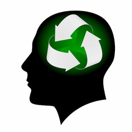 Ecology symbol in human head. Illustration on white background  for design Stock Photo - Budget Royalty-Free & Subscription, Code: 400-06069024