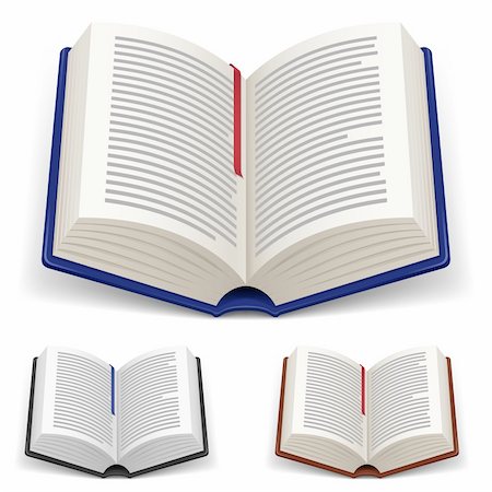 Open Books With Red and Blue Bookmark on White Background Stock Photo - Budget Royalty-Free & Subscription, Code: 400-06069032