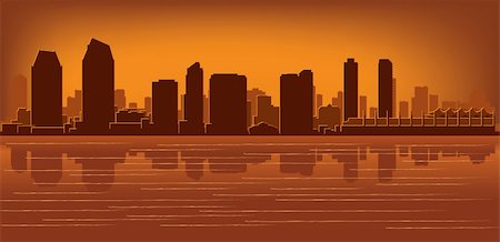 simsearch:400-07578389,k - San Diego skyline with reflection in water Stock Photo - Budget Royalty-Free & Subscription, Code: 400-06069185