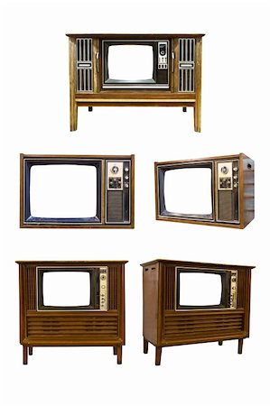 simsearch:400-06083987,k - Retro Vintage television  on a white background Foto de stock - Super Valor sin royalties y Suscripción, Código: 400-06069323