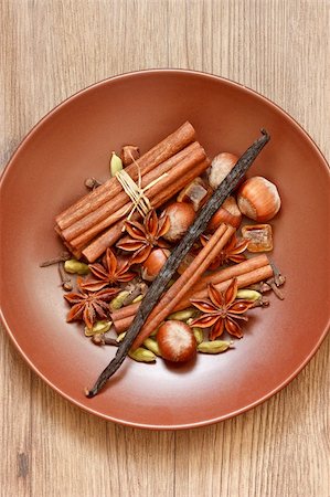 simsearch:633-01273283,k - Mixed spices on a brown ceramic plate. Stock Photo - Budget Royalty-Free & Subscription, Code: 400-06069434