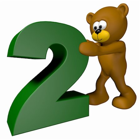 teddy pushes number two - 3d illustration Stock Photo - Budget Royalty-Free & Subscription, Code: 400-06069464