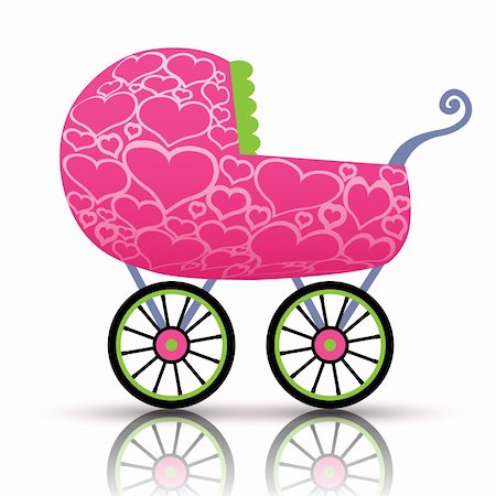 simsearch:400-04358067,k - Illustration of heart stroller for the baby. Stock Photo - Budget Royalty-Free & Subscription, Code: 400-06069546