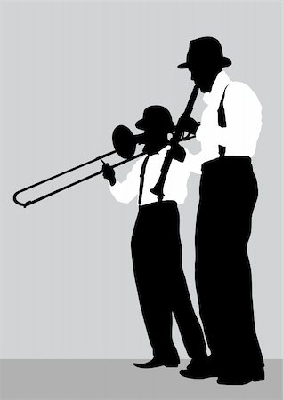 Vector drawing of a mans with trombone and clarinet on stage Foto de stock - Super Valor sin royalties y Suscripción, Código: 400-06069968