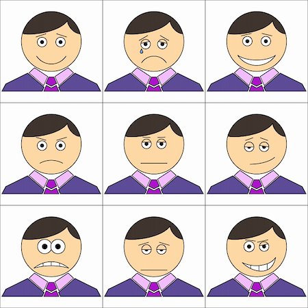 simsearch:400-05744065,k - Set of the smilies symbolising various human emotions: men of business change in suits and ties Stock Photo - Budget Royalty-Free & Subscription, Code: 400-06060481