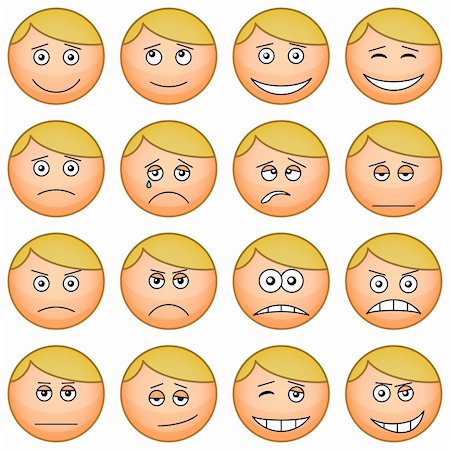 sad yellow icon - Set of the vector round smilies symbolising various human emotions Stock Photo - Budget Royalty-Free & Subscription, Code: 400-06060482