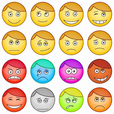 simsearch:400-08095548,k - Set of the vector round smilies symbolising various human emotions Foto de stock - Super Valor sin royalties y Suscripción, Código: 400-06060483