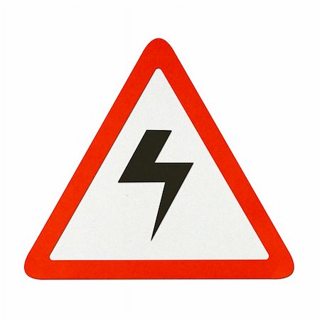 separate paths - Danger High Voltage traffic sign recycled paper on white background. Stock Photo - Budget Royalty-Free & Subscription, Code: 400-06060563