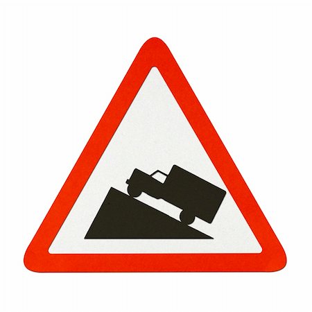 separate paths - Steep Hill Ascent traffic sign recycled paper on white background. Stock Photo - Budget Royalty-Free & Subscription, Code: 400-06060596