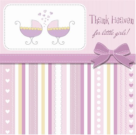 delicate baby twins shower card Stock Photo - Budget Royalty-Free & Subscription, Code: 400-06060649