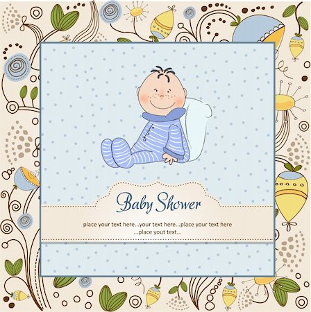 delicate baby boy shower card Stock Photo - Budget Royalty-Free & Subscription, Code: 400-06060665