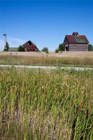 Old farm buildings in the middle of field - typical Midwest panorama Photographie de stock - Aubaine LD & Abonnement, Code: 400-06060784