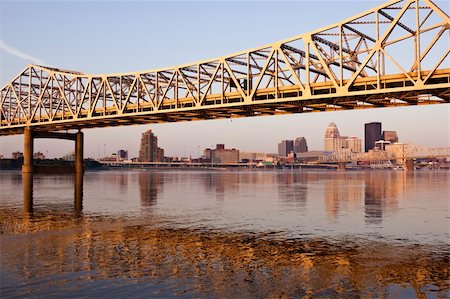 Yellow bridge in Louisville on Ohio River in Louisville, Kentucky Stock Photo - Budget Royalty-Free & Subscription, Code: 400-06060834