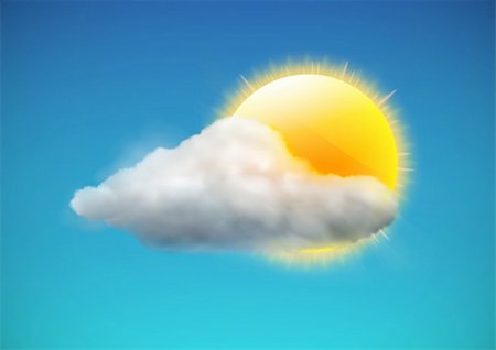 partly - Vector illustration of cool single weather icon - sun with cloud floats in the sky Stock Photo - Budget Royalty-Free & Subscription, Code: 400-06061426