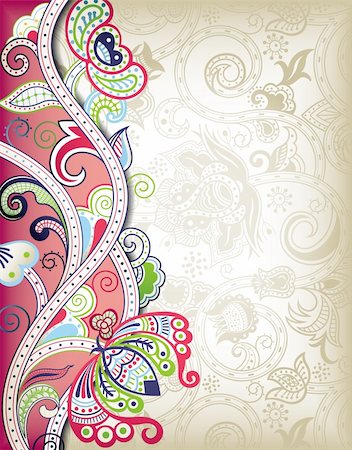Illustration of abstract floral background in asia style. Foto de stock - Super Valor sin royalties y Suscripción, Código: 400-06061640