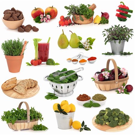 Healthy food collection high in antioxidants and vitamins isolated over white background. Stockbilder - Microstock & Abonnement, Bildnummer: 400-06061775