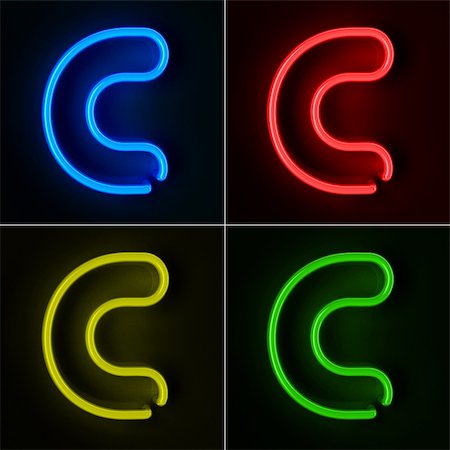 simsearch:400-05915995,k - Highly detailed neon sign with the letter C in four colors Photographie de stock - Aubaine LD & Abonnement, Code: 400-06061889