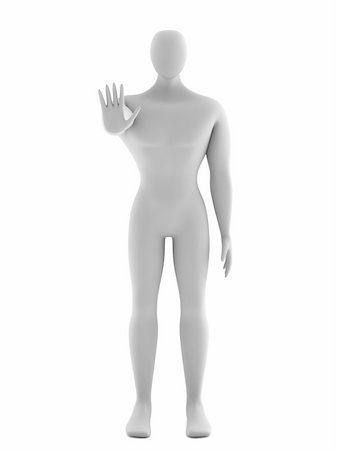 3d person giving order to stop isolated white background Fotografie stock - Microstock e Abbonamento, Codice: 400-06061992