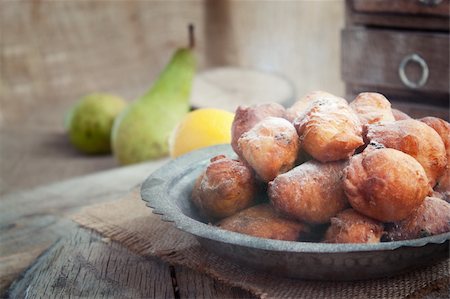 doughnut diet - Bowl of Deep fried fritters donuts in rustic country setting Stock Photo - Budget Royalty-Free & Subscription, Code: 400-06062209