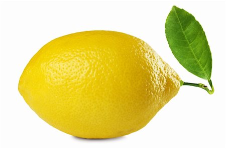 image of fresh lemon with leaf isolated on white background Stock Photo - Budget Royalty-Free & Subscription, Code: 400-06062945