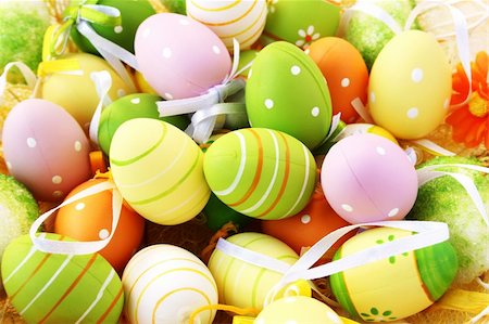 ruzanna (artist) - Easter setting with colorful eggs. Fotografie stock - Microstock e Abbonamento, Codice: 400-06063490