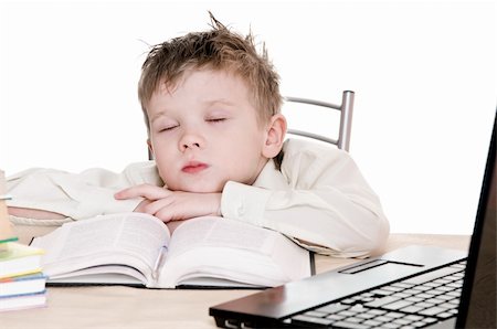 boy pupil sleeps for in time  homework Fotografie stock - Microstock e Abbonamento, Codice: 400-06063545