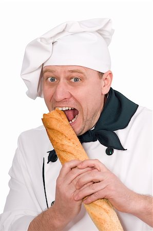 simsearch:400-06078465,k - funny chef eating loaf isolated on white background Stock Photo - Budget Royalty-Free & Subscription, Code: 400-06063540