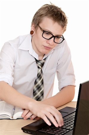 simsearch:400-04704759,k - a male student works on the laptop isolated on white background Stock Photo - Budget Royalty-Free & Subscription, Code: 400-06063563