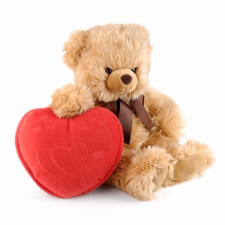 furry teddy bear - teddy bear with a big red heart isolated on white Stock Photo - Budget Royalty-Free & Subscription, Code: 400-06063600