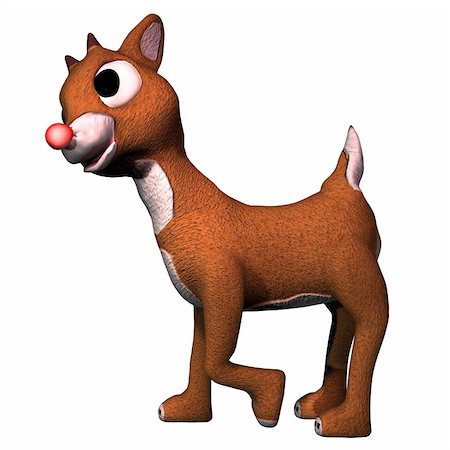 simsearch:400-07718917,k - Rudolf the red-nosed reindeer in cartoon format for Christmas. This is one of Santa's herd of reindeer for his sleigh. Stock Photo - Budget Royalty-Free & Subscription, Code: 400-06063722