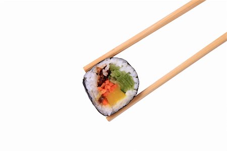 Traditional japanese sushi isolated on white  With Clipping Path Stock Photo - Budget Royalty-Free & Subscription, Code: 400-06063893