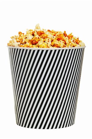 simsearch:400-04913050,k - Popcorn in a container on white background Photographie de stock - Aubaine LD & Abonnement, Code: 400-06063926