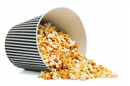 simsearch:400-04913050,k - Popcorn in a container on white background Photographie de stock - Aubaine LD & Abonnement, Code: 400-06063929