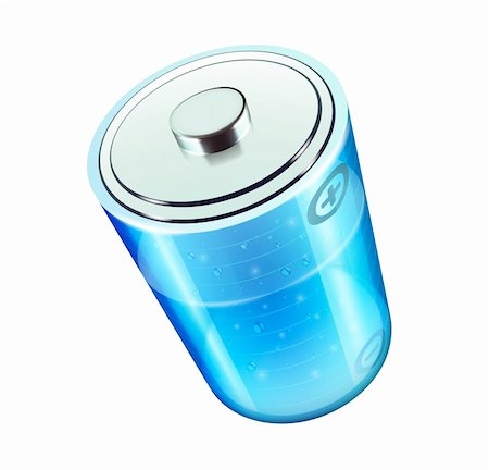 Vector illustration of blue battery icon for web design isolated on the white background Stock Photo - Budget Royalty-Free & Subscription, Code: 400-06074015