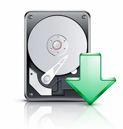 Vector illustration of computer download concept with opened hard drive disk Stock Photo - Budget Royalty-Free & Subscription, Code: 400-06074057