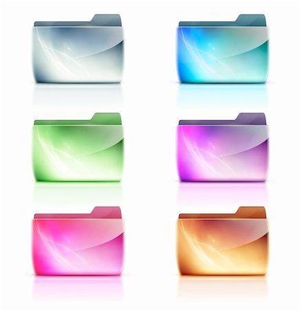 Vector illustration set of cool colorful interface computer folder icons Stock Photo - Budget Royalty-Free & Subscription, Code: 400-06074050