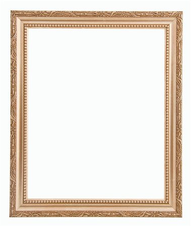 Golden frame with simple pattern isolated on white background Stock Photo - Budget Royalty-Free & Subscription, Code: 400-06074089